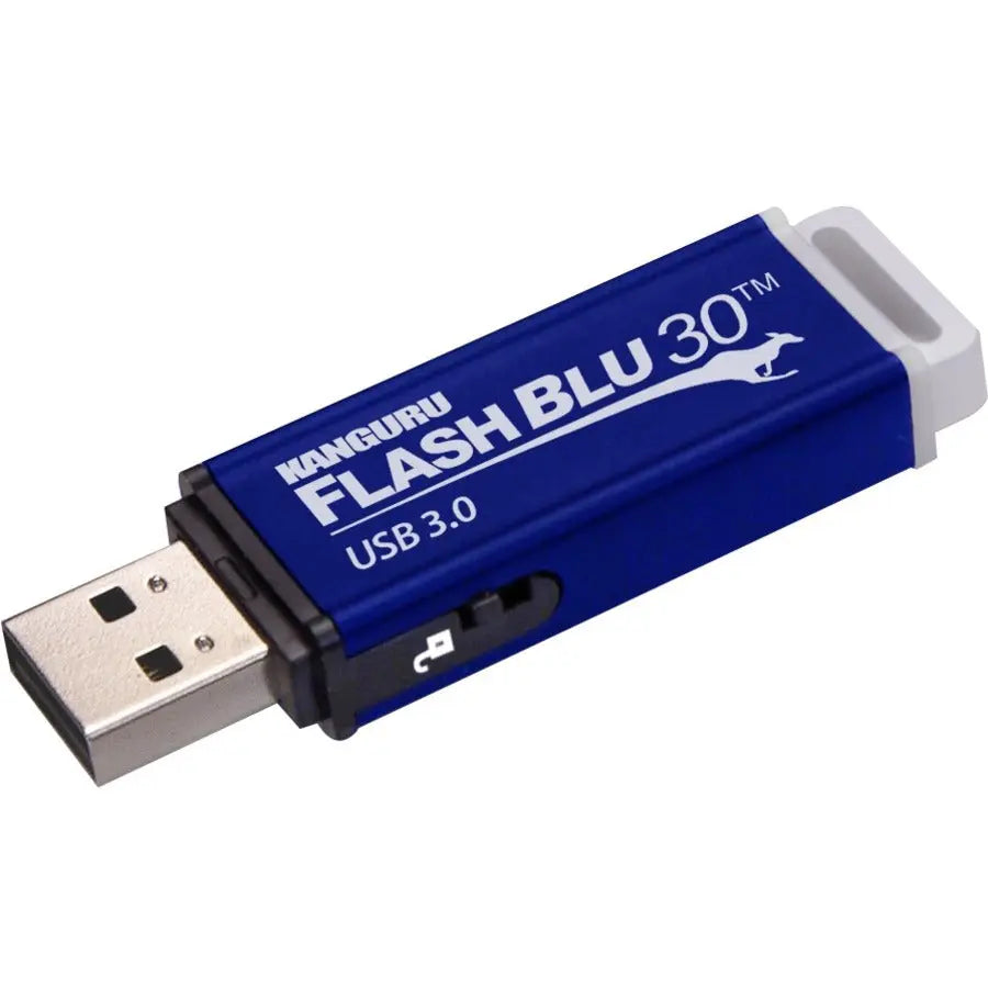 Kanguru FlashBlu30 32GB USB 3.0 Flash Drive with Write Protect Switch