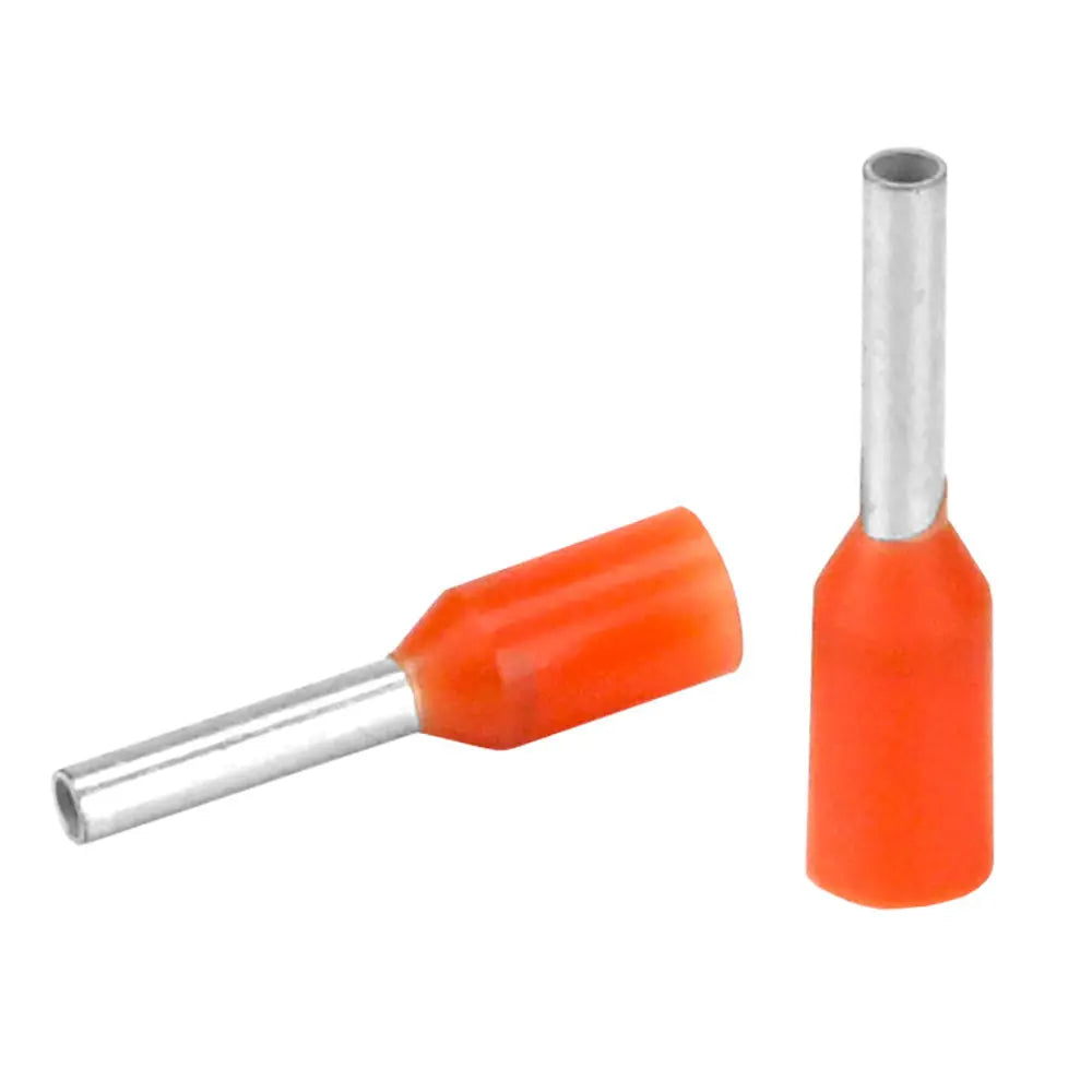 Pacer Orange 20-22 AWG Wire Ferrules, 6mm Length - Pack of 25