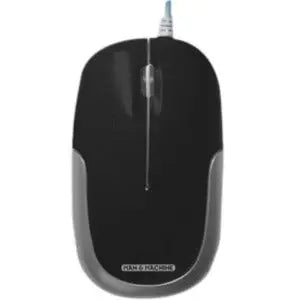 Man & Machine C Mouse - USB Wired Mouse with 1000 DPI, Dust-Proof, Symmetrical Design, and Blue Glowing Scroll Wheel