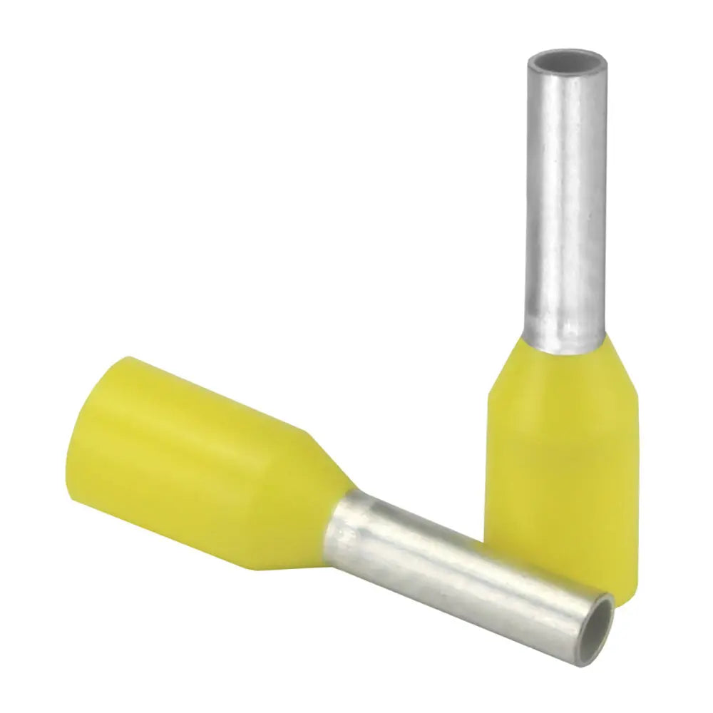 Pacer Yellow 18 AWG Wire Ferrule - 6mm Length, 25 Pack for Reliable Stranded Wire Connections