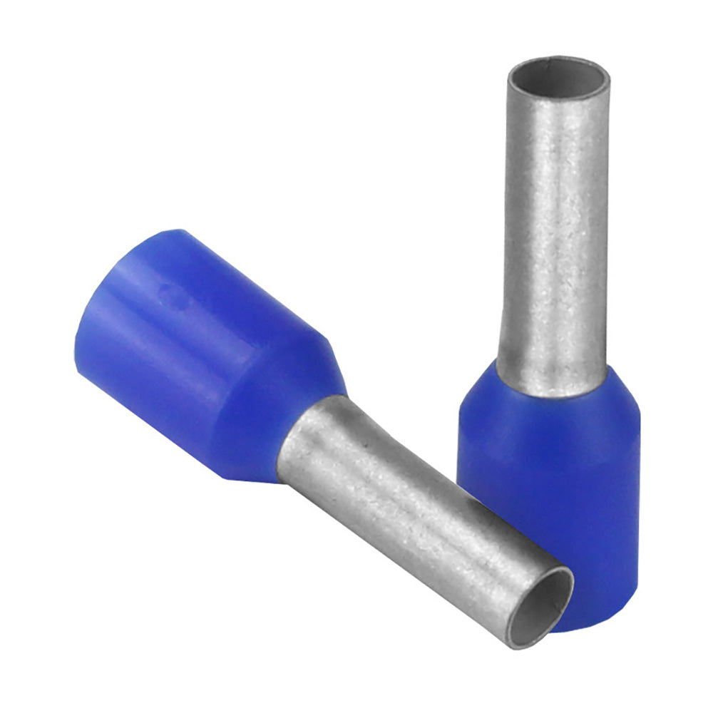 Pacer Blue 14 AWG Wire Ferrules - 8mm Length, 25 Pack for Reliable Stranded Wire Connections