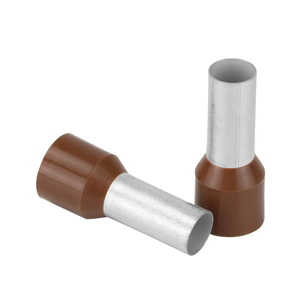 Pacer Brown 4 AWG Wire Ferrules - 16mm Length, Pack of 10