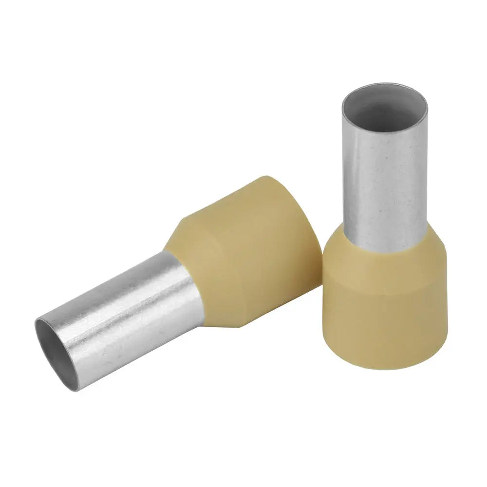 Pacer Beige 2 AWG Wire Ferrule - 16mm Length, 10 Pack for Reliable Electrical Connections
