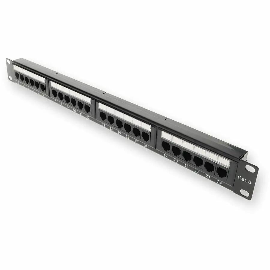 AddOn 24-Port Cat6 Straight Patch Panel, 1U Rack Mount, Black Steel Network Patch Panel (Part Number: ADD-PPST-24P110C6) by ADDON