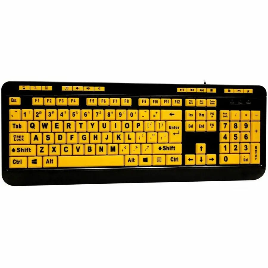 Adesso Luminous Large Print Desktop Keyboard with Multimedia Hotkeys and Quiet Membrane Switches