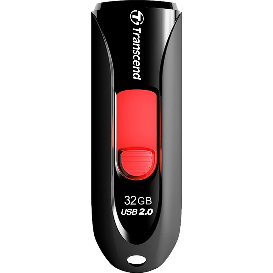 Transcend JetFlash 590 32GB USB 2.0 Flash Drive - Capless Retractable Design in Red