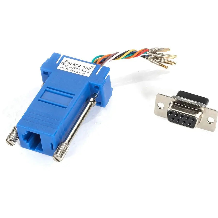 Black Box FA4509F-BL Modular Adapter Kit - DB9 Female to RJ45 Female, Blue