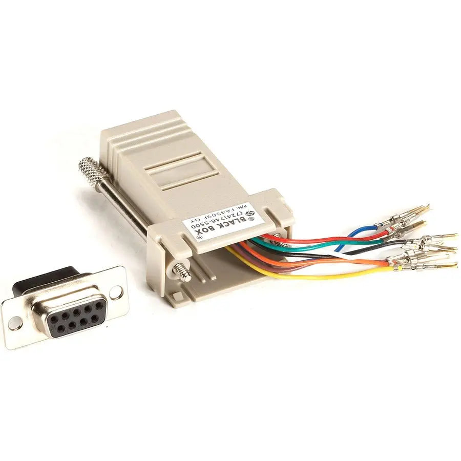 Black Box FA4509F-GY DB9 Female to RJ45F Modular Adapter Kit with Thumbscrews, Gray