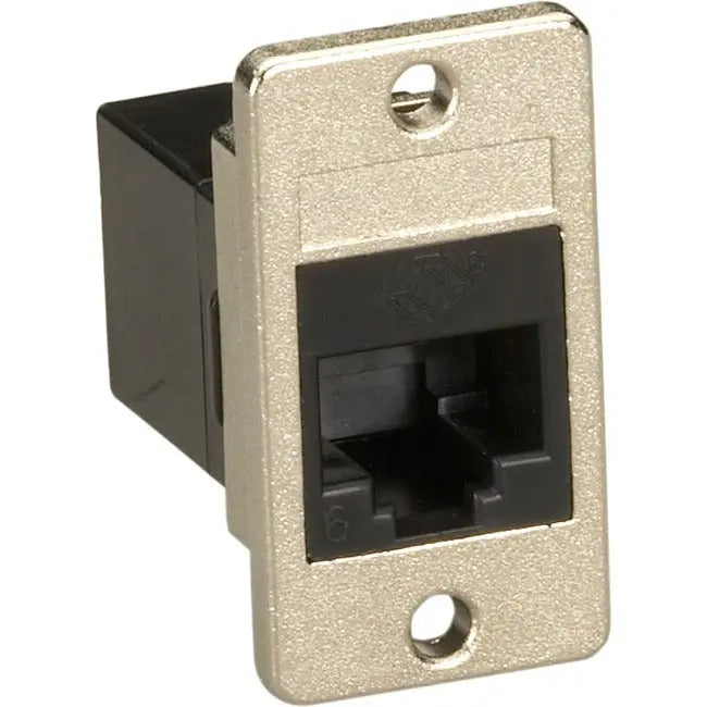 Black Box Black Panel Mount CAT6 Unshielded Coupler with Bezel and Snap Fitting