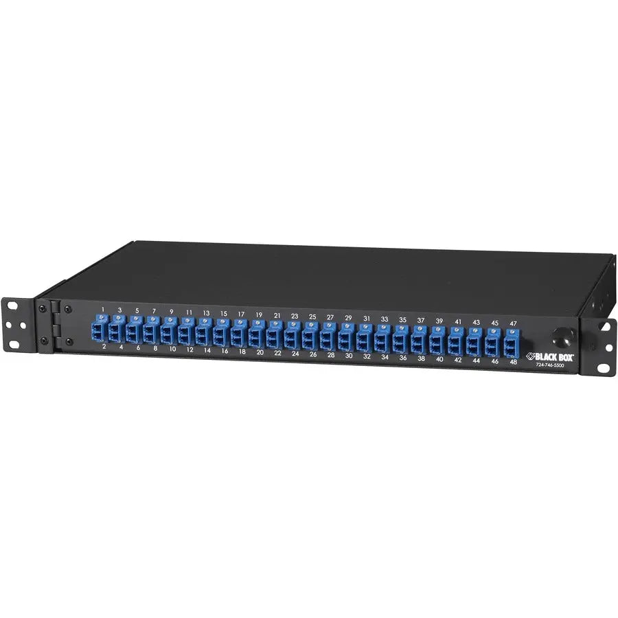 Black Box JPM385A Rackmount Preloaded Fiber Enclosure 1U with 24 Duplex LC Adapters