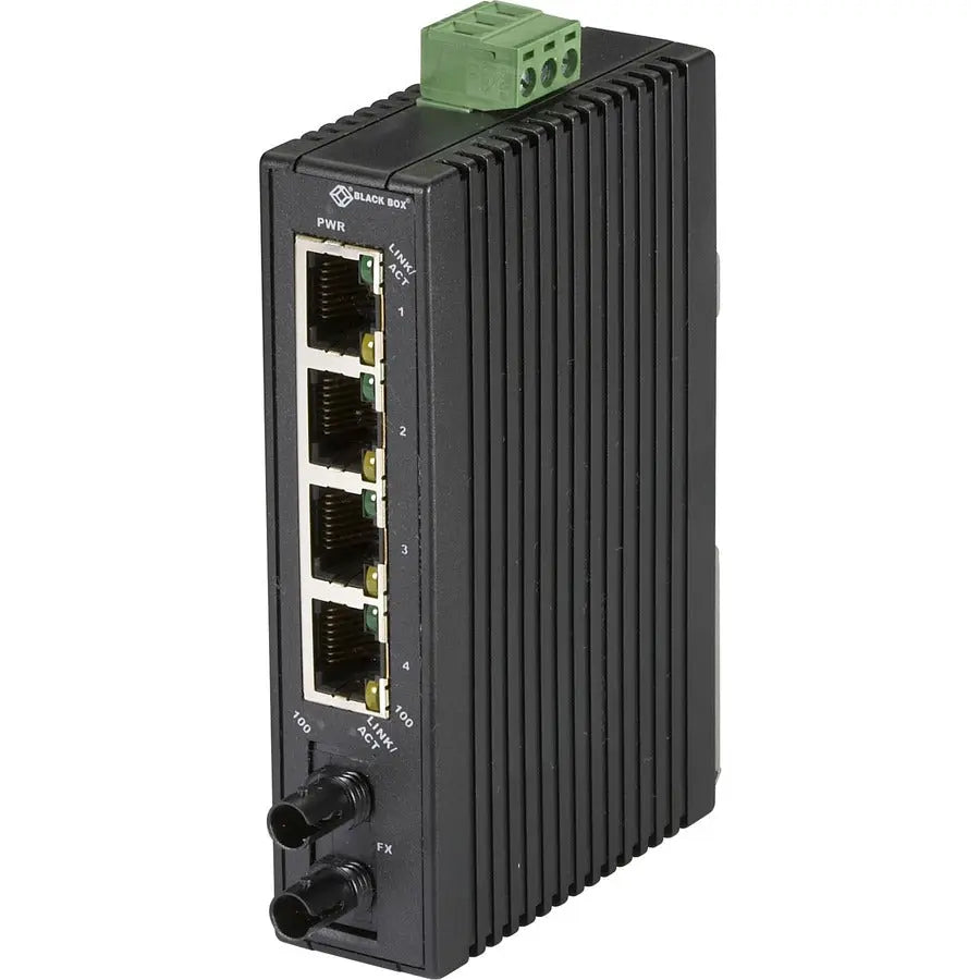 Black Box LBH 120 Ethernet Switch with 4 RJ45 Ports and Fiber Support