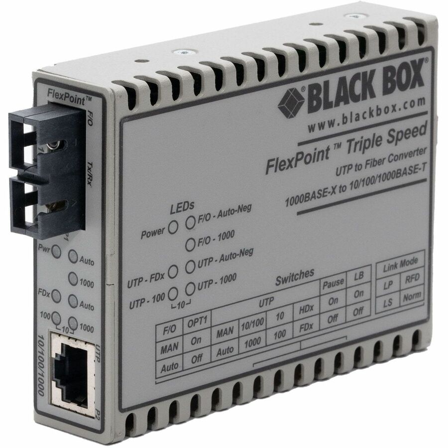 Black Box FlexPoint LMC1017A-MMSC Gigabit Ethernet Media Converter - Multimode Fiber to Copper