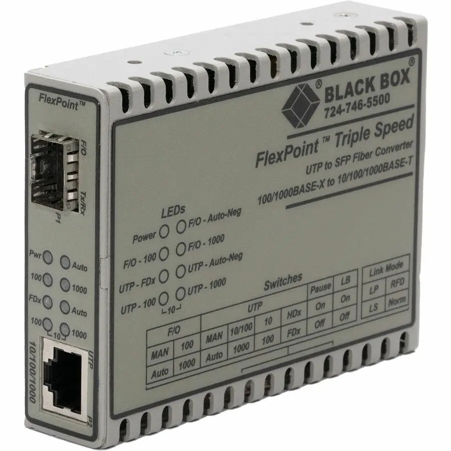 Black Box FlexPoint LMC1017A-SFP Transceiver/Media Converter for Fiber Ethernet Networks