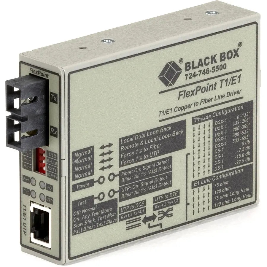 Black Box FlexPoint T1/E1 MT663A-SSC Transceiver/Media Converter for Fiber Network Connectivity