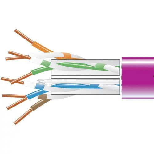 Black Box GigaTrue 550 MHz Cat6 Plenum Network Cable – 1000 ft Purple UTP Bulk Cable EYN865B-PB-1000