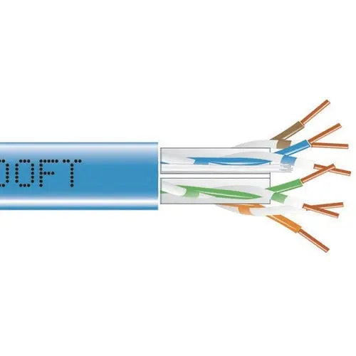 Black Box CAT6 550-MHz Solid Bulk UTP Network Cable, 1000 ft, Blue, Plenum-Rated