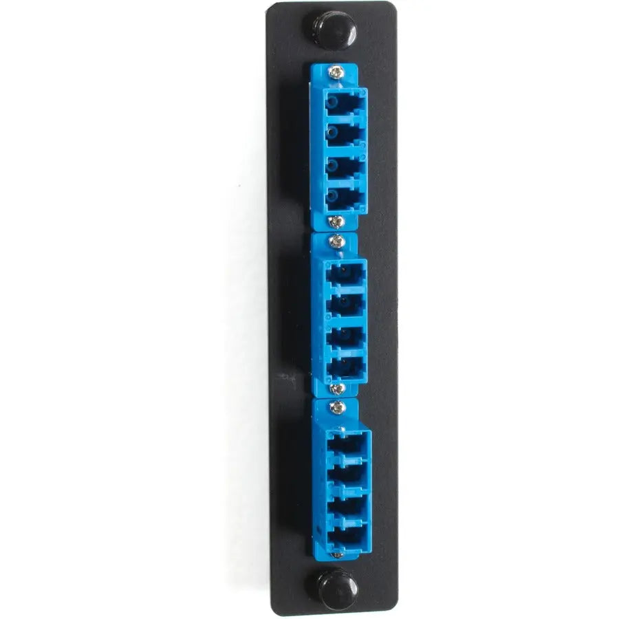 Black Box JPM455C-R2 Standard Adapter Panel with Ceramic Sleeves, 6 LC Duplex Pairs, Blue