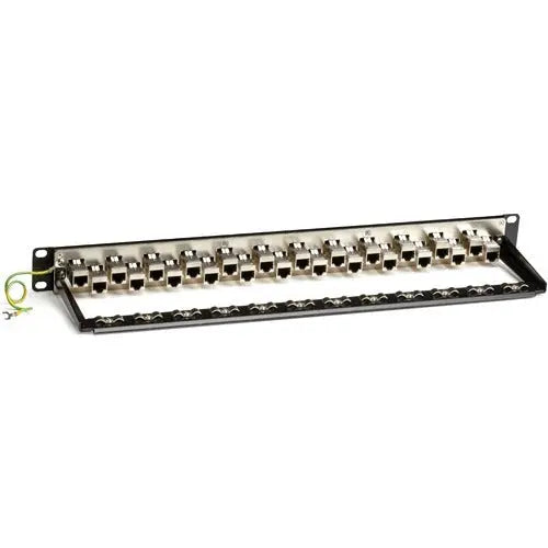 Black Box Corporation CAT6A Shielded Feed-Through Patch Panel, 24-Port, 1U - High-Speed Network Rack Mount