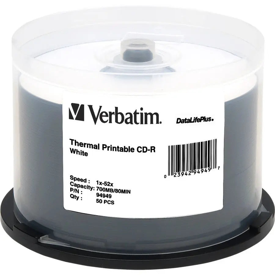 Verbatim CD-R 700MB 52X DataLifePlus White Thermal Printable - 50 Pack Spindle
