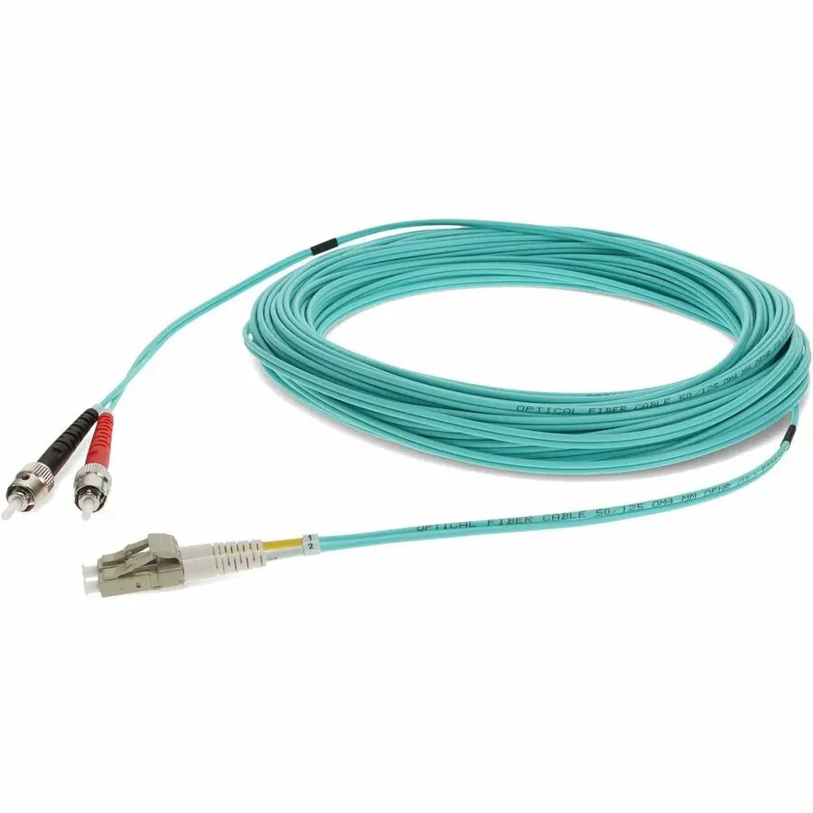AddOn 30M ST (Male) to LC (Male) Duplex Fiber Optic Patch Cable - OM4 Riser Rated, Aqua