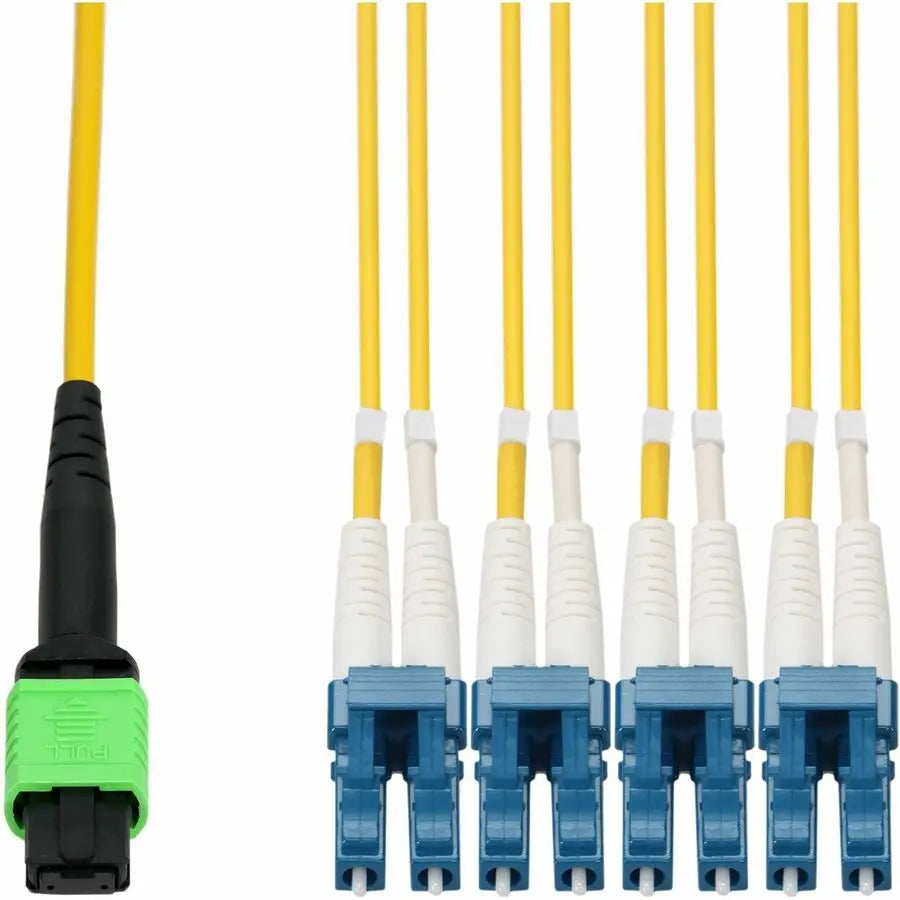 ADDON 15M MPO/APC to 4xLC/UPC Duplex Yellow OS2 Fiber Optic Network Cable