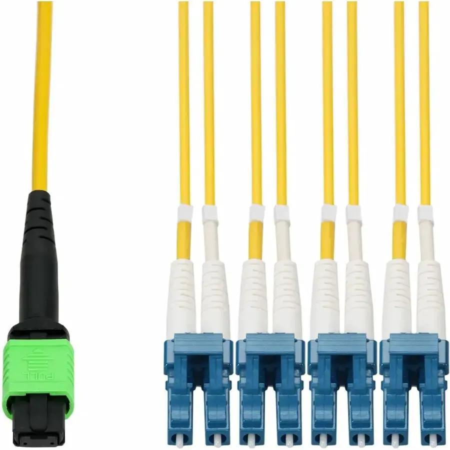AddOn 5M MPO Female to 8xLC Male Fiber Fanout Cable - Riser Rated, Single-Mode OS2, Yellow by ADDON