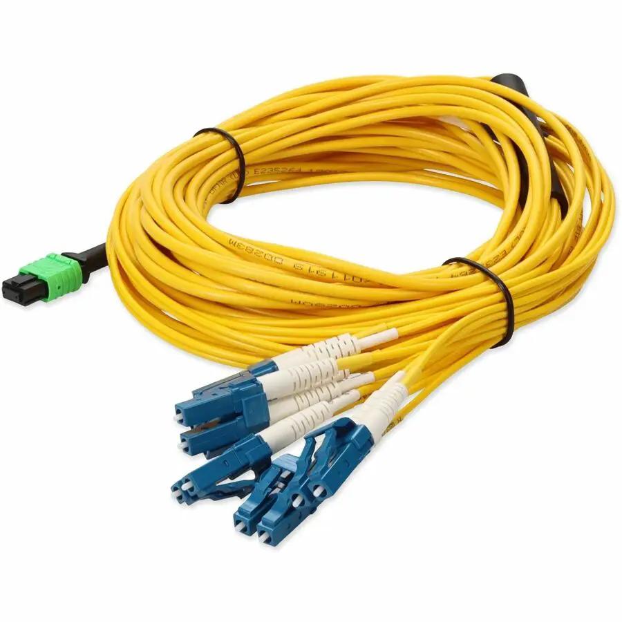 AddOn 2M MPO to 6 LC Male Duplex Fiber Optic Riser Cable – OS2 Single-Mode, Yellow by ADDON