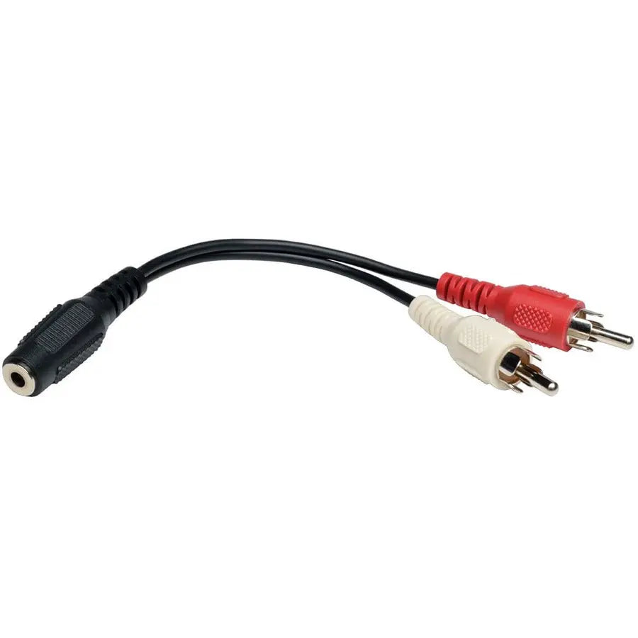 Eaton Tripp Lite Series 3.5 mm Mini Stereo to RCA Audio Y Splitter Adapter Cable (F/2xM) – 6 inches