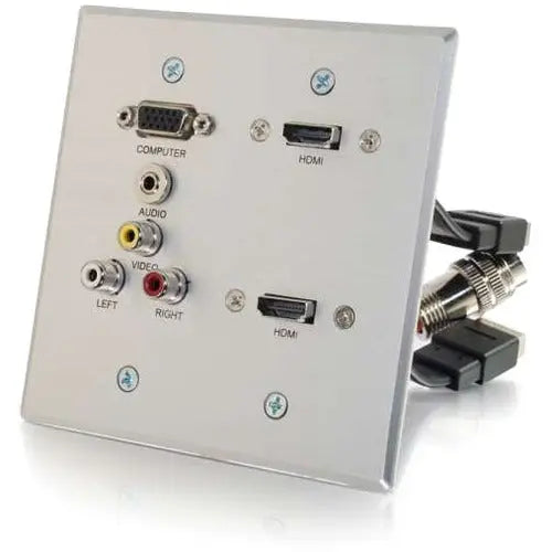 C2G RapidRun In-Wall Audio/Video Faceplate with Dual HDMI Pass-Through and Aluminum Construction