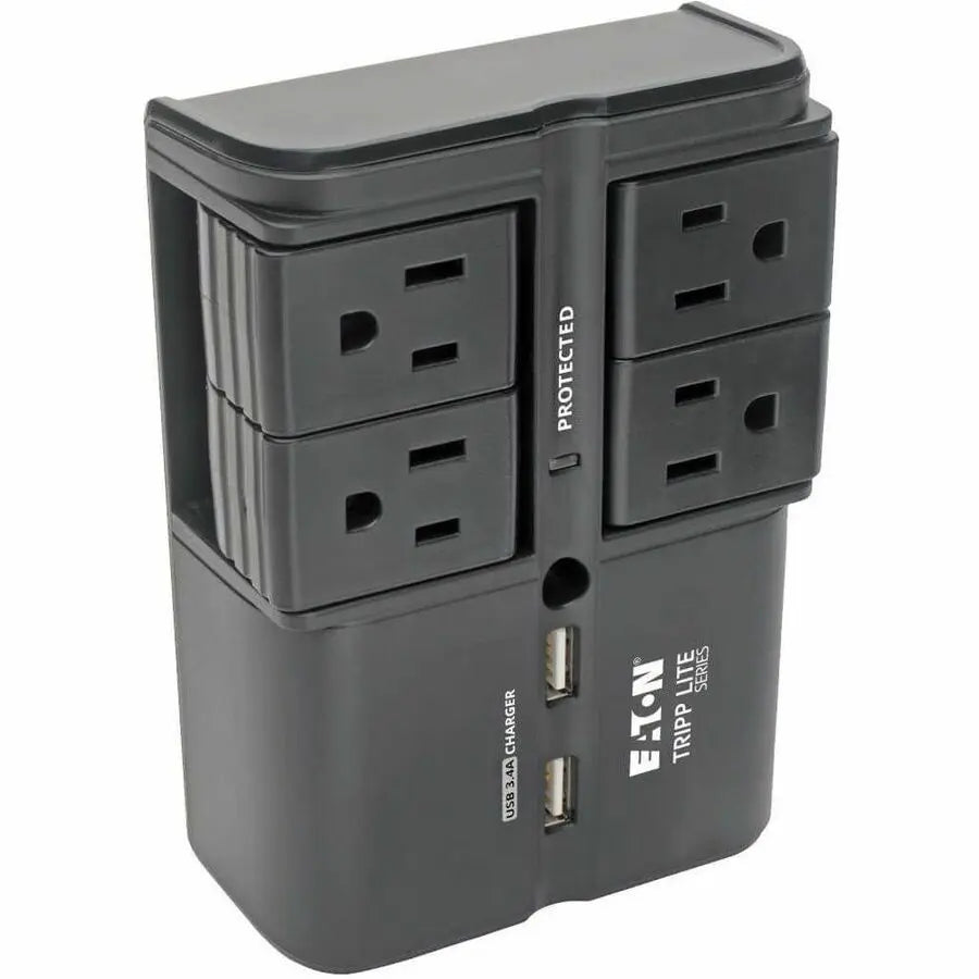 Eaton Tripp Lite Series Protect It! Surge Protector with 4 Rotatable Outlets, Direct Plug-In, 1080 Joules, 3.4A USB Charger