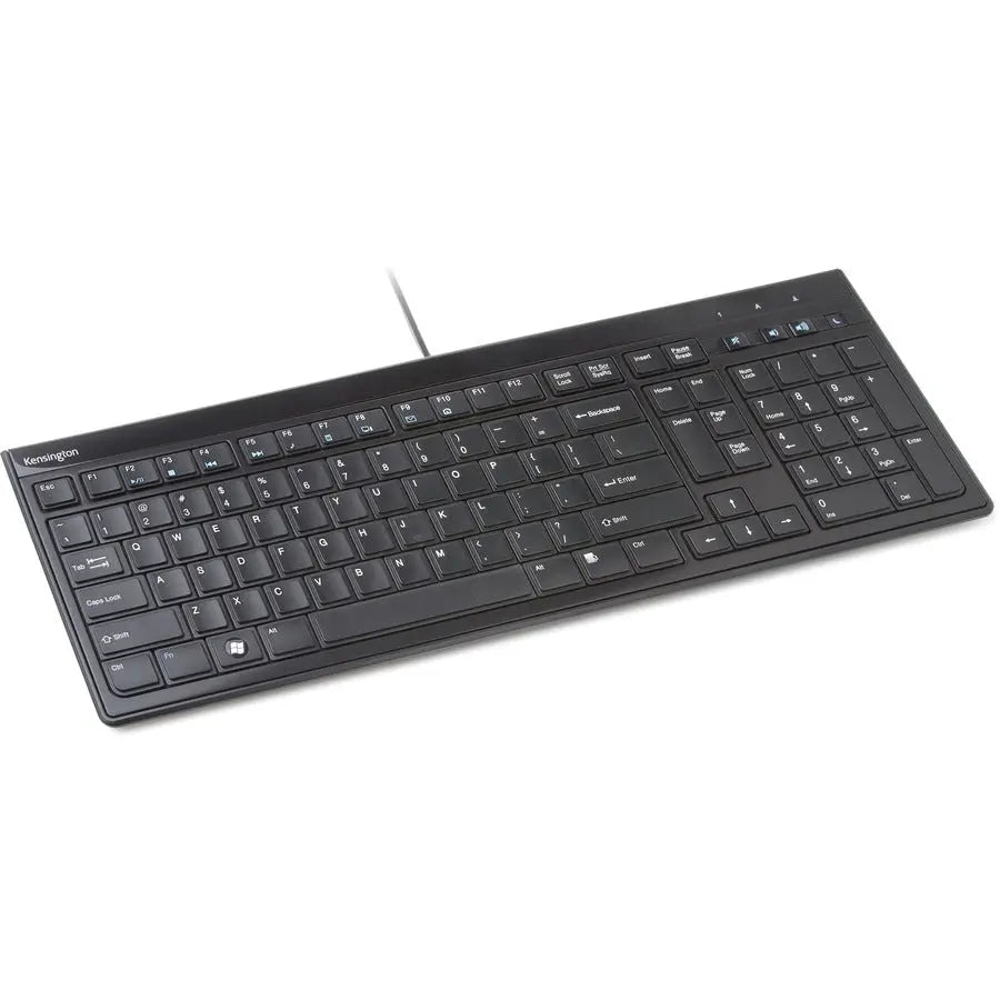 Kensington Slim Type Wired Keyboard – Compact Black Desktop Keyboard with Quiet Scissor Keys and USB Connectivity