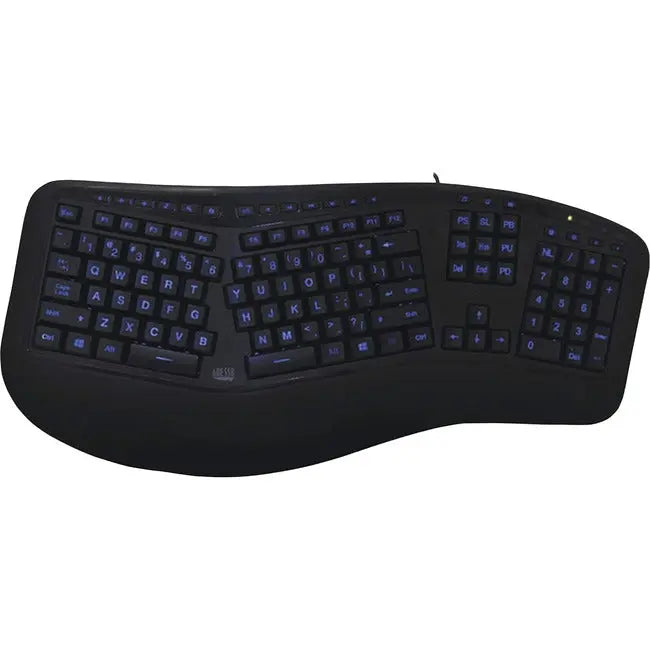 Adesso Tru-Form 150 Ergonomic Keyboard with Backlit Keys and Hotkeys