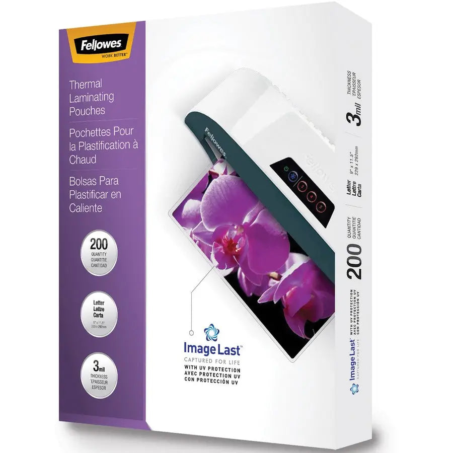 Fellowes ImageLast Jam-Free Thermal Laminating Pouches – 3 Mil Clear Document Protection
