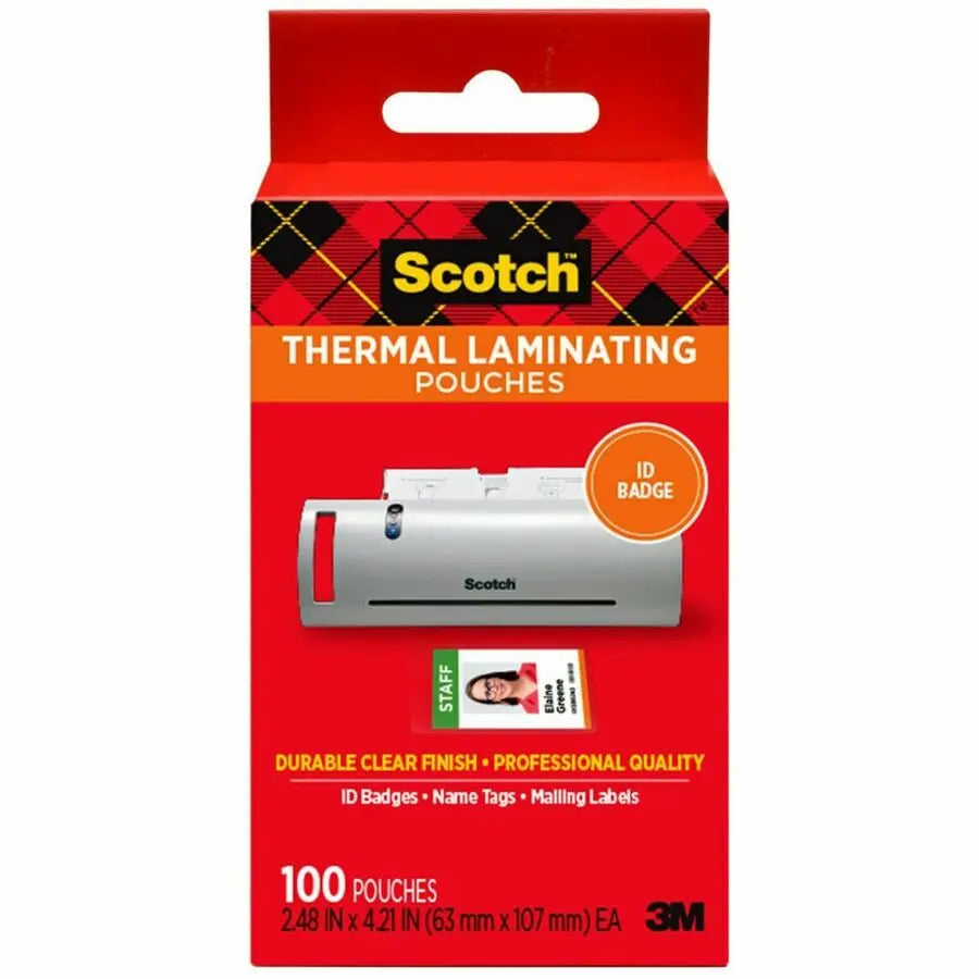 3M Scotch Thermal Laminating Pouches TP5852100 – Clear, 100 Pack for ID Badges & Photos