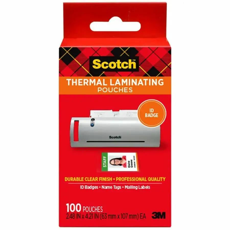 3M Scotch Thermal Laminating Pouches TP5852100 – Clear, 100 Pack for ID Badges & Photos by 3M