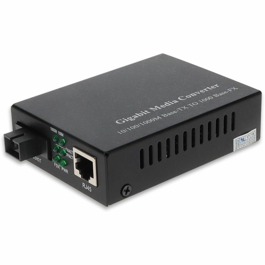 AddOn 1GBS 1 RJ-45 to 1 SC Port Media Converter – 10/100/1000Base-TX to 1000Base-BXD Fiber, Up to 40km Reach
