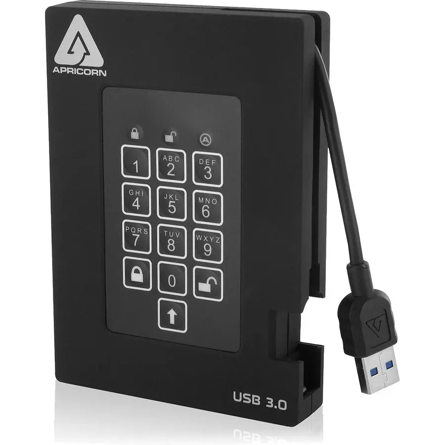 Apricorn Aegis Padlock Fortress 2TB FIPS 140-2 Validated Portable External Hard Drive with USB 3.0
