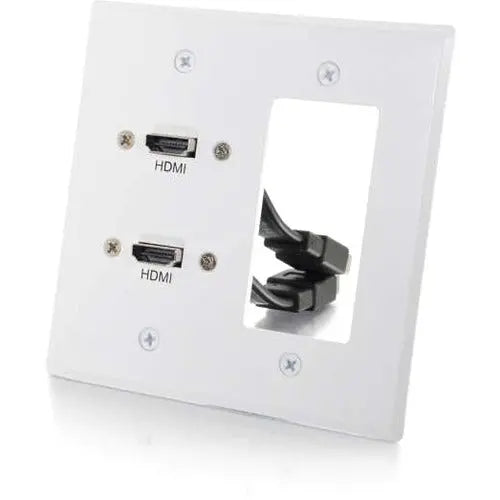 C2G Dual HDMI Pass Through Double Gang Wall Plate - White by Legrand Group Part #39708