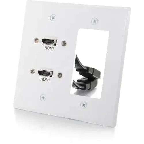 C2G Dual HDMI Pass Through Double Gang Wall Plate - White by Legrand Group Part #39708 by Legrand Group