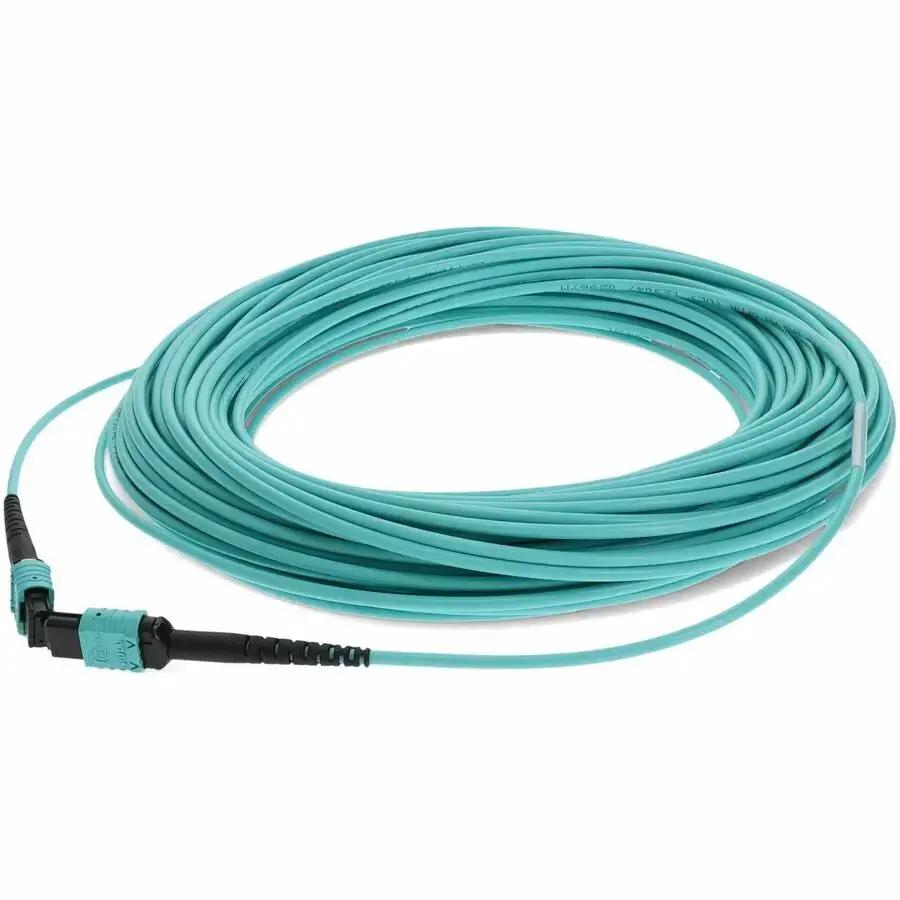 AddOn 30m MPO Female to MPO Female 12-Strand Aqua OM3 Riser-Rated Fiber Patch Cable by ADDON