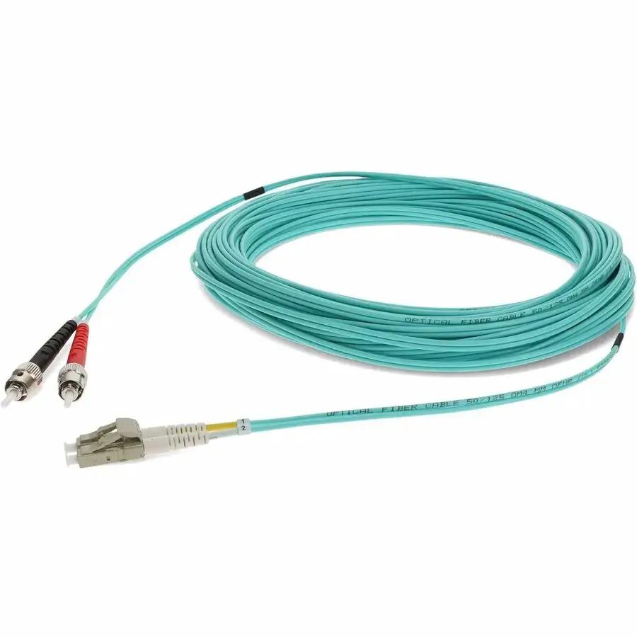 AddOn 30M LC (Male) to ST (Male) Duplex Fiber Optic Patch Cable - Aqua OM3 Riser Rated Network Cable by ADDON