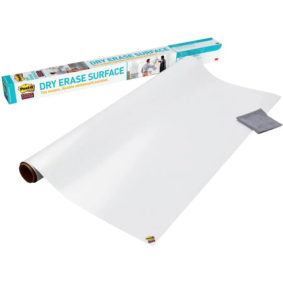 3M Post-it Self-Stick Dry-Erase Film Surface, 8 ft x 4 ft, White - Easy to Install & Reusable