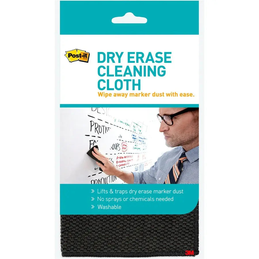 3M Post-it® Dry-Erase Cleaning Cloth - Reusable Black Surface Cleaner for Whiteboards and Dry-Erase Surfaces