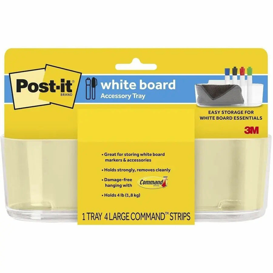 Post-it Dry-Erase Accessory Tray with Command Strips by 3M – Black Marker Holder for Dry Erase Accessories