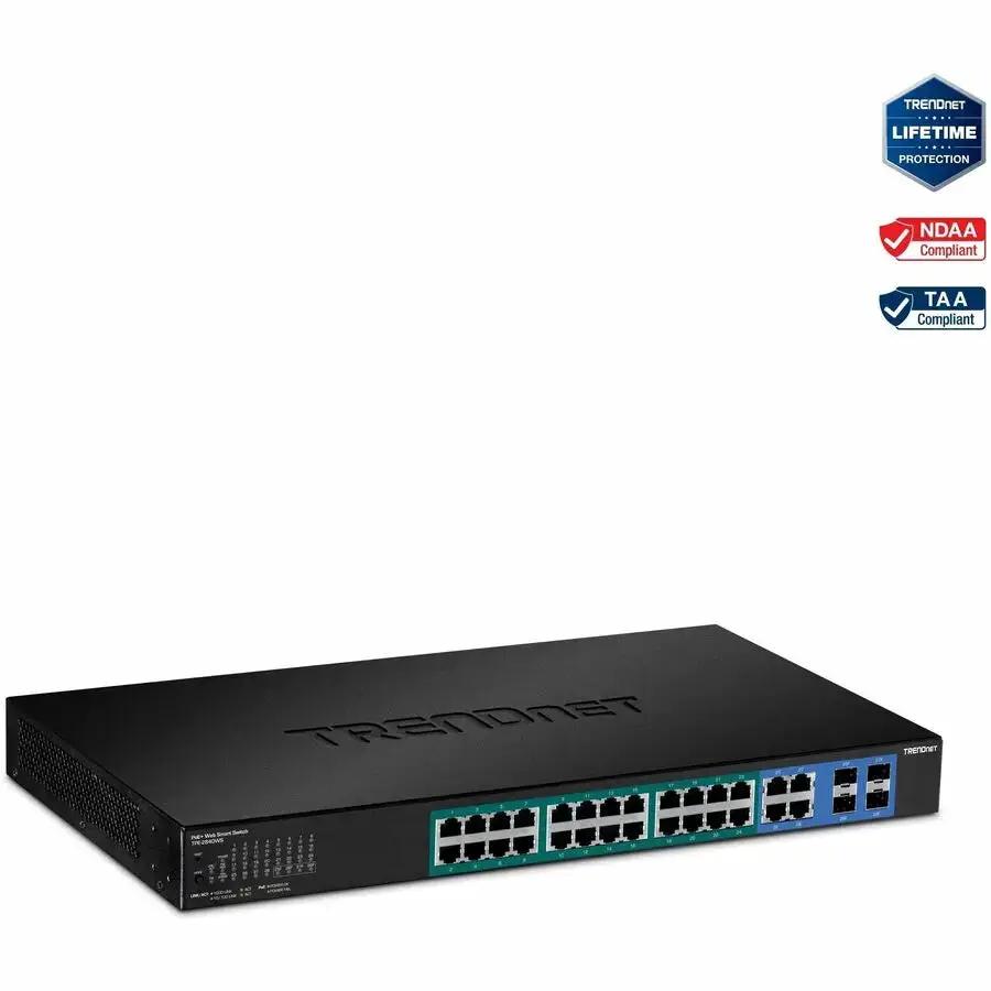 TRENDnet TPE-2840WS 28-Port Gigabit Web Smart PoE+ Switch with 4 SFP Slots and 185W PoE Budget by TRENDnet