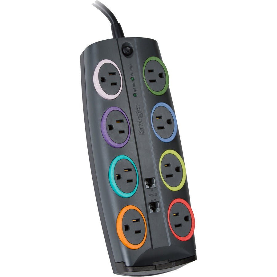 Kensington SmartSockets Premium Adapter Surge Protector, 8-Outlet, 8 ft Cord, 2490 Joules, K62690NA