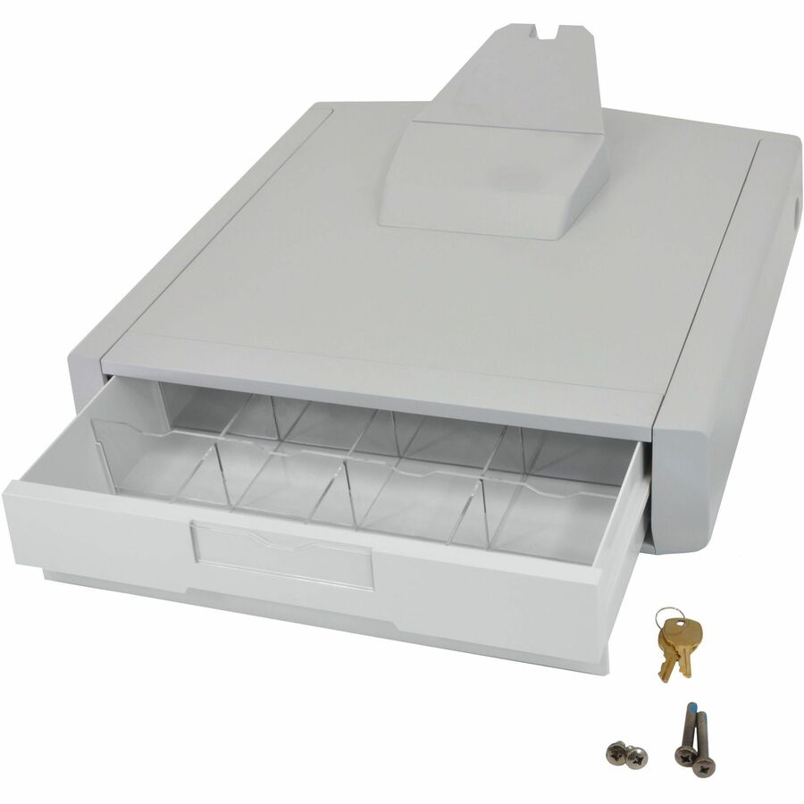 Ergotron SV Primary Storage Drawer, Single - White Metal Drawer with Lockable Security and Adjustable Dividers
