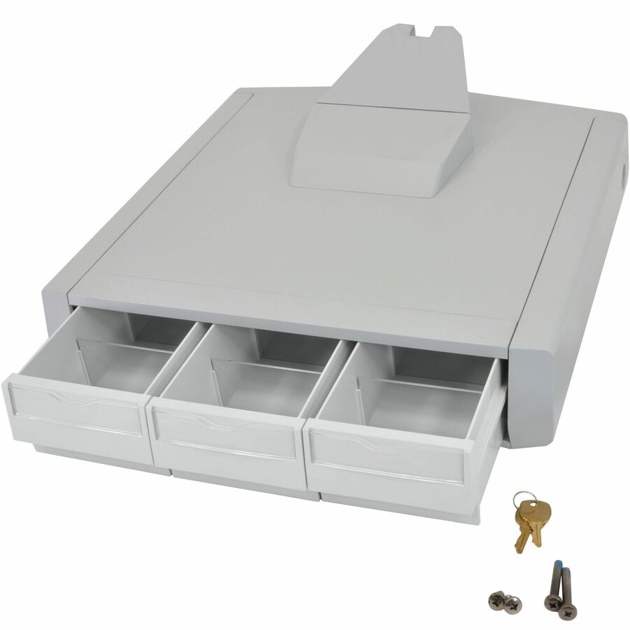Ergotron SV Primary Storage Drawer, Triple - White, Lockable Compact Storage Solution