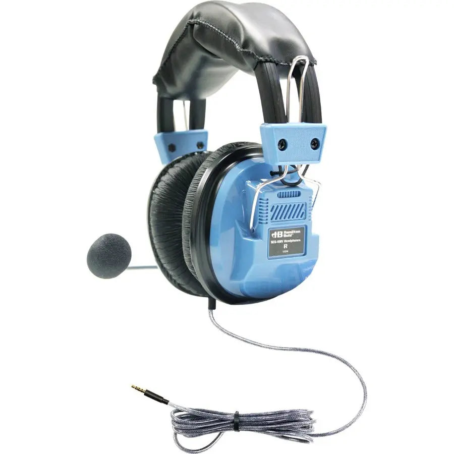 Hamilton Buhl SCG-AMV Deluxe Headset with Gooseneck Microphone and 3.5mm TRRS Plug, Light Blue