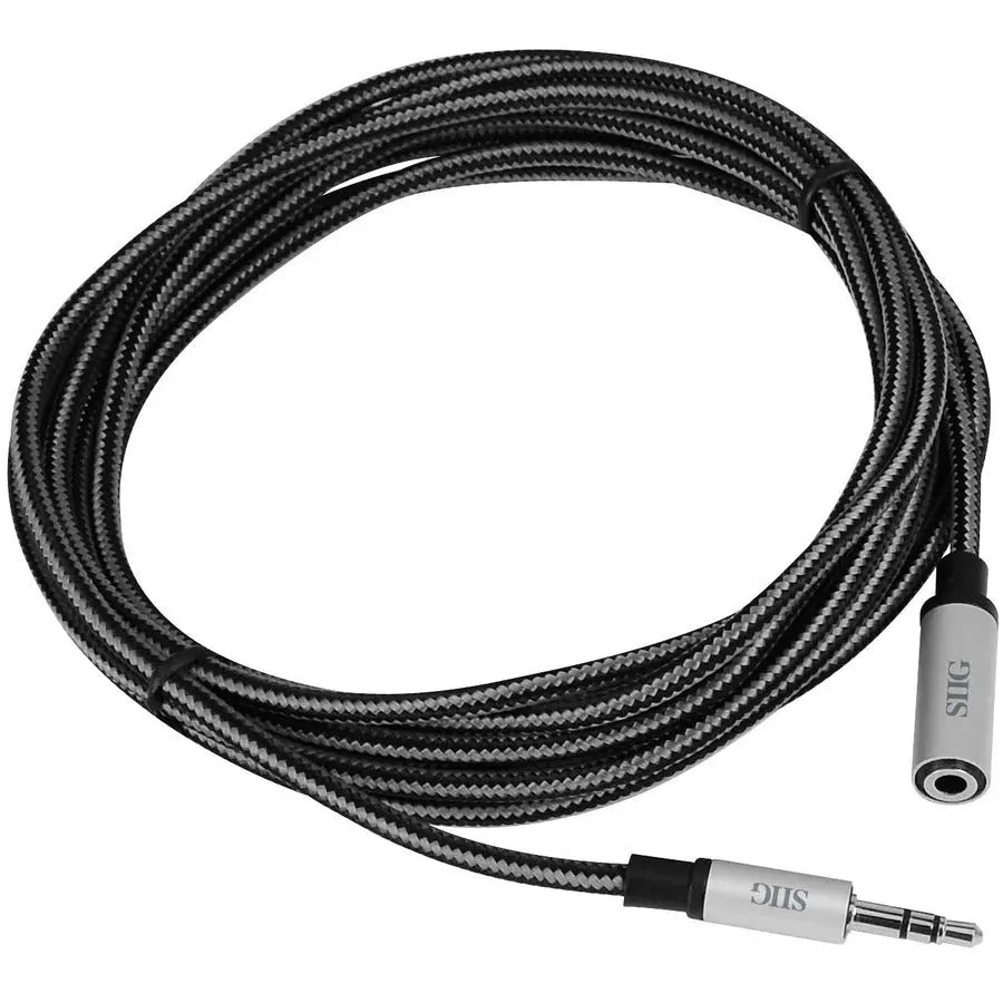 SIIG Woven Fabric Braided 3.5mm Stereo Aux Cable (M/F) - 3M for Reliable Audio Connection